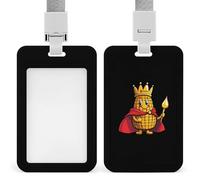 King of The Corn Push-Pull ID Badge Holder Vertical Clear Holders with Lanyard Key Card Work Clip for Office Men Women