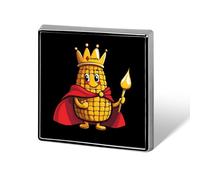 King Of The Corn Square Metal Brooches 1 Inch Decorative Badges Exquisite Decorations Pins for Clothing