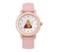 King of The Corn Women's Wrist Watches Leather Strap Watch Ladies Three-Hand Round Case Watches