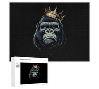 King of The Gorilla Funny Wooden Puzzle Adults Difficult Jigsaw Puzzles with Storage Box for Family Game Birthday Gift