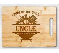 King Of The Grill Cutting Board For Uncle Griller - Grandpa Gift - Uncle's Bbq - Grilling Gift For Men - Fathers Day Cutting Board - Grill Master - Best Uncle Cutting Board