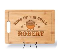 King of the Grill Cutting Board - Personalized BBQ Gift for Men, Dad, Grandpa, Son, Custom Gift For Father's Day, Birthday, Christmas, Anniversary for Grill Masters