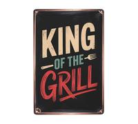 King Of The Grill Funny Grilling Bbq Smoker Sign Signage Signs Poster Wall Plaques 8X12 Inches For Patio Garden Decor,Kitchen Sign Wall Decor Aesthetic,Retro Home Decor,Unique Quotes Wall Decor