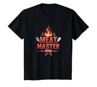 King of The Grill: Smokin' Meats BBQ Royalty T-Shirt, Kids, Black, 10 Years