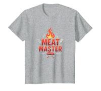 King of The Grill: Smokin' Meats BBQ Royalty T-Shirt, Kids, Heather Grey, 3 Years