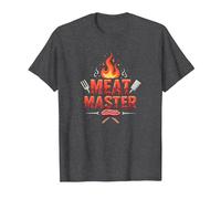 King of The Grill: Smokin' Meats BBQ Royalty T-Shirt, Men, Dark Heather Grey, L