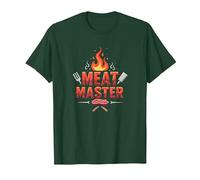 King of The Grill: Smokin' Meats BBQ Royalty T-Shirt, Men, Forest Green, S