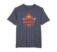 King of The Grill: Smokin' Meats BBQ Royalty T-Shirt, Men's Big and Tall, Heather Blue, 4X Tall