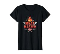 King of The Grill: Smokin' Meats BBQ Royalty T-Shirt, Women, Black, S