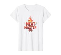 King of The Grill: Smokin' Meats BBQ Royalty T-Shirt, Women, White, XS
