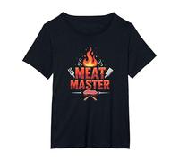King of The Grill: Smokin' Meats BBQ Royalty T-Shirt, Women's Plus, Black, 2X