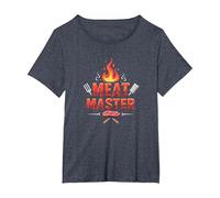 King of The Grill: Smokin' Meats BBQ Royalty T-Shirt, Women's Plus, Heather Blue, 2X