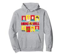 King Of The Hill Iconic Characters Group Shot Big Portraits Pullover Hoodie, Adult Unisex, Heather Grey, Small