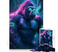 King of The Jungle Cyberpunk Gorilla in Jungle Jigsaw Puzzles 1000 Pieces for Adults Creative Play Sharp Detail Real Challenge Home Art (50x75cm)