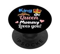 King or Queen Mommy Loves You Gender Reveal Party Matching PopSockets Adhesive PopGrip