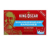 King Oscar Skinless & Boneless Sardines in Water, Wild Caught, No Salt Added, Kosher Parve, 4.23 oz (120 g)