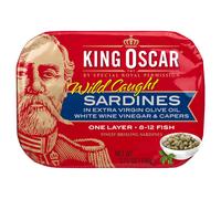King Oscar, Wild Caught, Sardines In Extra Virgin Olive Oil, White Wine Vinegar & Capers, 3.75 oz (106 g)