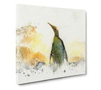 King Penguin Canvas Print | Gallery Wrapped 30mm Frame Wall Art | 20x20 inches | Ready to Hang | Modern Animals Picture | Living Room Bedroom Lounge Office