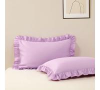 King Pillow Cases Set of 2, 20x36 Microfiber Pillow Cases Purple Pillowcases Ruffled, Soft Breathable and Non Shrinking Envelope Pillow Cases Shabby Chic Pillow Shams