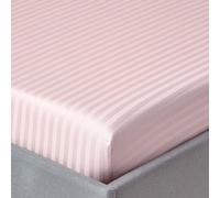 Homescapes Fitted Sheet Satin Stripe Egyptian Cotton 330 TC (500 TC Equivalent) 12in Deep King Pink