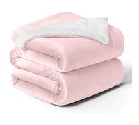 (King, Pink) Sherpa Blanket Thick Soft Reversible Winter Warm Throw - 480 GSM Mink Fleece Sofa Bed Travel Blanket