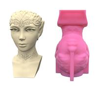 King Portrait Gypsum Flower Pot Silicone Mold Epoxy Resin Vase Cement Clay Pen Holder Flower Pot Resin Molds Silicone