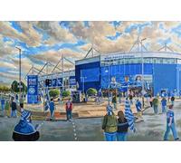 King Power Stadium Art Print 'Going to the Match', A4 Size 29.7 x 21 cm, Leicester City Football Ground, UV-Stable Giclee Print on 260gsm Paper