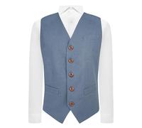 King & Priory Airforce Blue Linen Waistcoat