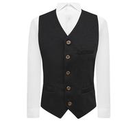 King & Priory Black Donegal Tweed Waistcoat - M