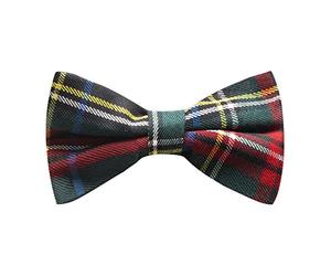 King & Priory Boys Dark Green & Black Tartan Pre-Tied Bow Tie, Check, Plaid