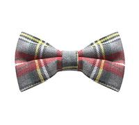 King & Priory Boys Light Grey & Red Tartan Pre-Tied Bow Tie, Check, Plaid