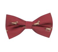 King & Priory Burgundy Red Embroidered Horse Bow Tie
