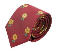 King & Priory Burgundy Red Embroidered Sunflower Tie