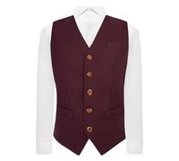 King & Priory Burgundy Wool Waistcoat, Tweed