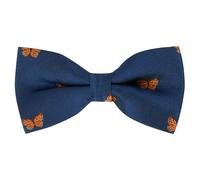 King & Priory Butterfly Navy Blue Herringbone Embroidered Bow Tie