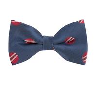King & Priory Cricket Ball Navy Blue Herringbone Embroidered Bow Tie