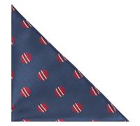 King & Priory Cricket Ball Navy Blue Herringbone Embroidered Pocket Square, Handkerchief