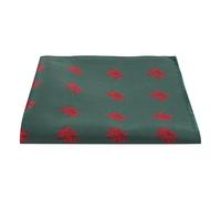 King & Priory Dark Green Embroidered Welsh Dragon Pocket Square, Handkerchief