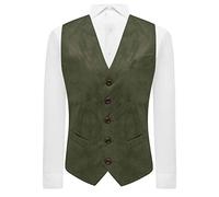 King & Priory Dark Olive Green Suede Waistcoat - M