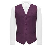 King & Priory Deep Purple Textured Velvet Waistcoat - XL
