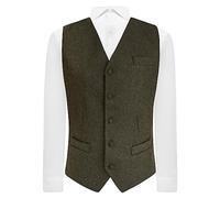 King & Priory Earth Green Donegal Tweed Waistcoat