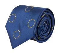 King & Priory EU European Union Navy Blue Herringbone Embroidered Tie