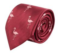 King & Priory Flamingo Burgundy Red Herringbone Embroidered Tie