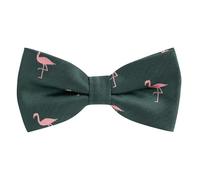 King & Priory Flamingo Dark Green Herringbone Embroidered Bow Tie