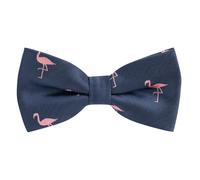 King & Priory Flamingo Navy Blue Herringbone Embroidered Bow Tie