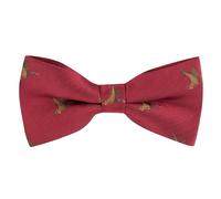 King & Priory Flying Duck Burgundy Red Herringbone Embroidered Bow Tie