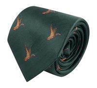 King & Priory Flying Duck Dark Green Herringbone Embroidered Tie