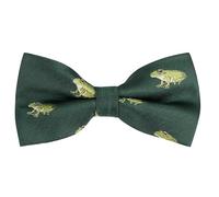 King & Priory Frog Dark Green Herringbone Embroidered Bow Tie