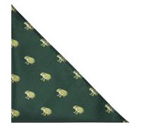 King & Priory Frog Dark Green Herringbone Embroidered Pocket Square, Handkerchief
