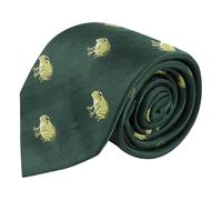 King & Priory Frog Dark Green Herringbone Embroidered Tie